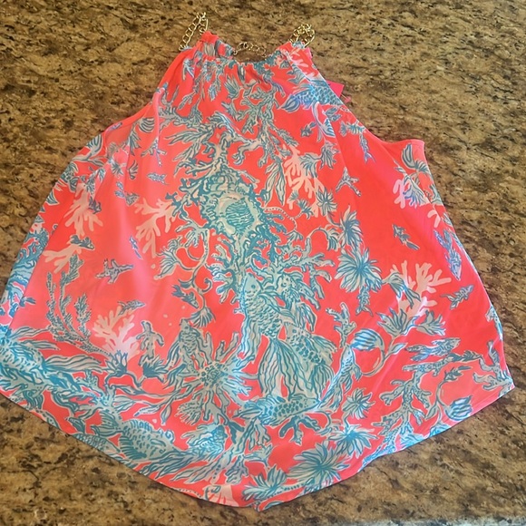 BNWT LILLY PULITZER Cabana Halter Top In Coral Spritz Shelly Bay preppy pink XS - Picture 2 of 4